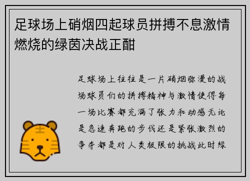 足球场上硝烟四起球员拼搏不息激情燃烧的绿茵决战正酣